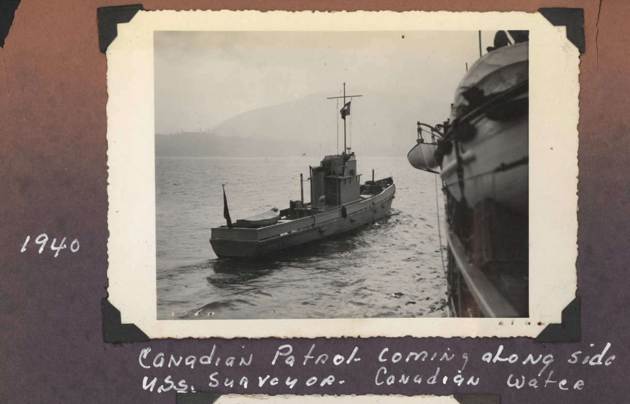 Coast and Geodetic Survey Ship SURVEYOR stopped by Canadian patrol inCanadian Inside Passage as Canada the British Commonwealth of Nations was atwar with Germany at the time