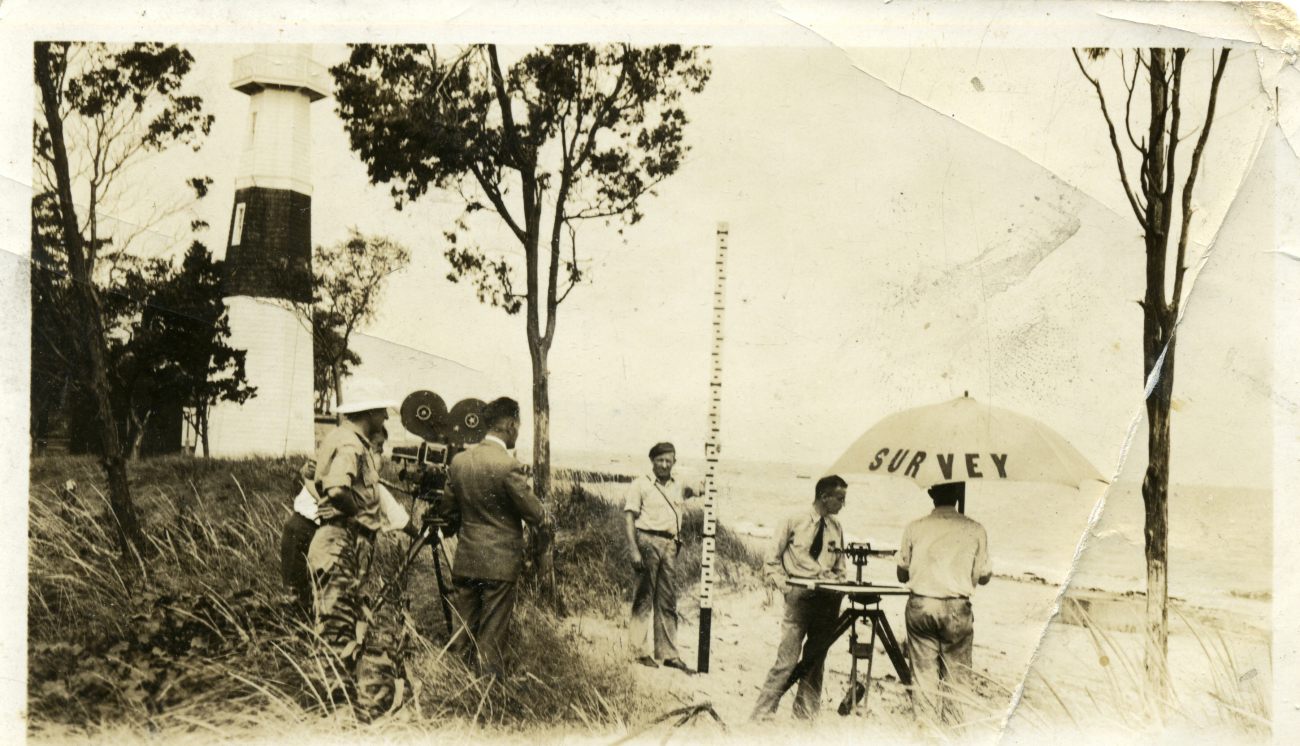 Filming of Coast and Geodetic Survey field party circa 1935