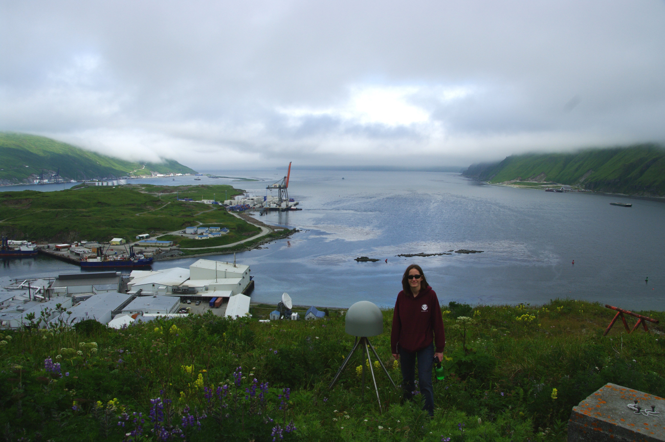 Survey work at Dutch Harbor overlooking the harbor