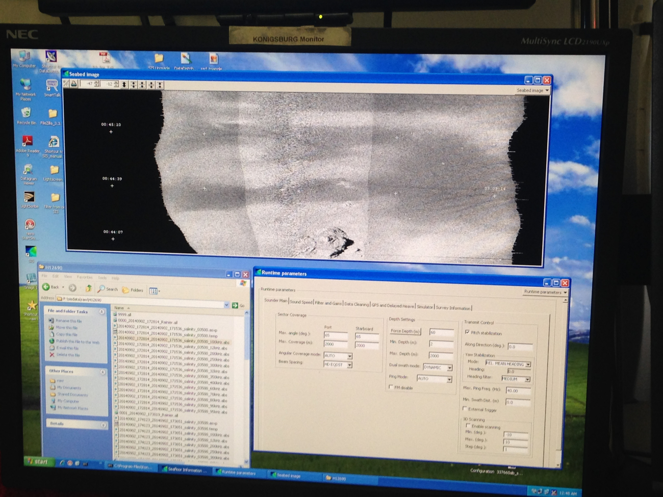 Sidescan sonar image of seafloor