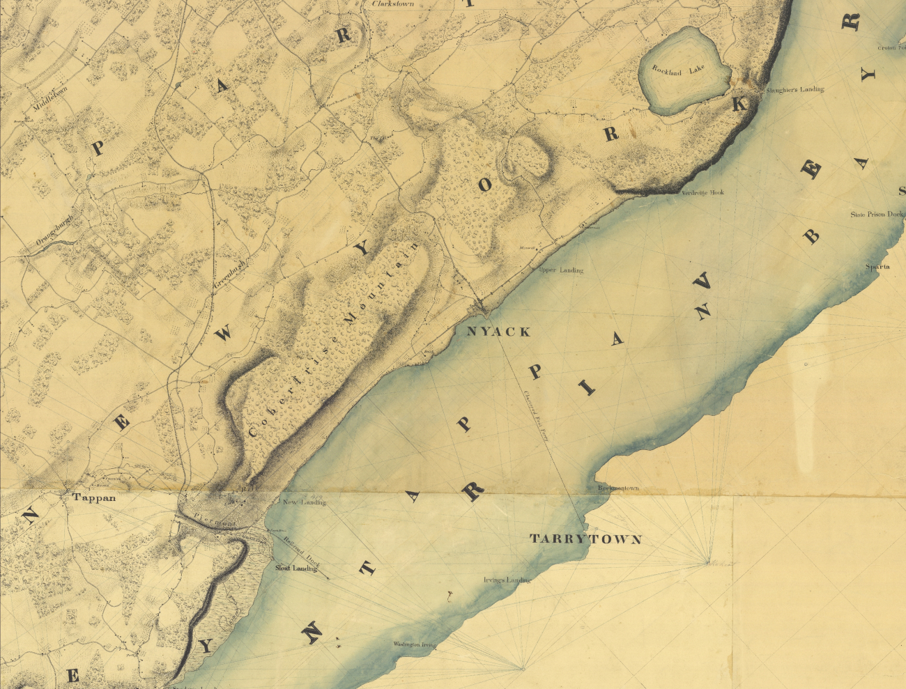 Topographic shoreline manuscript showing section of Hudson River  in thevicinity of today's Tappan Zee Bridge