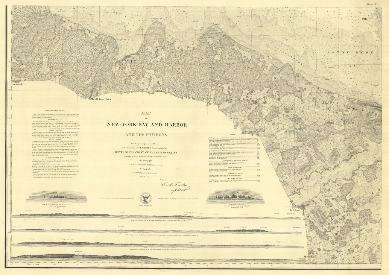 SW sheet of six-sheet chart of New York Bay and Harbor
