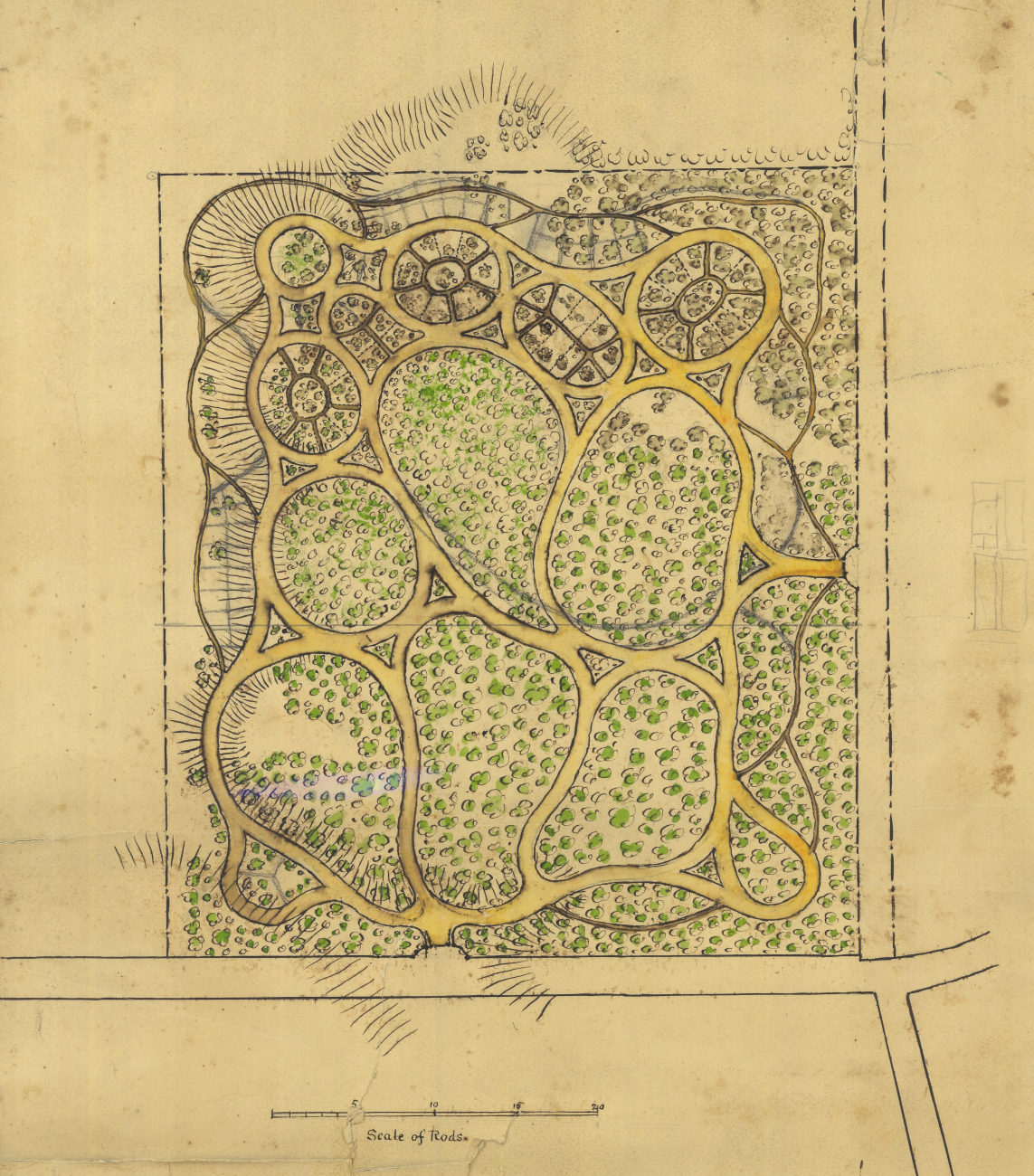A park designed by Henry Whiting perhaps as an example oftopographical drawing