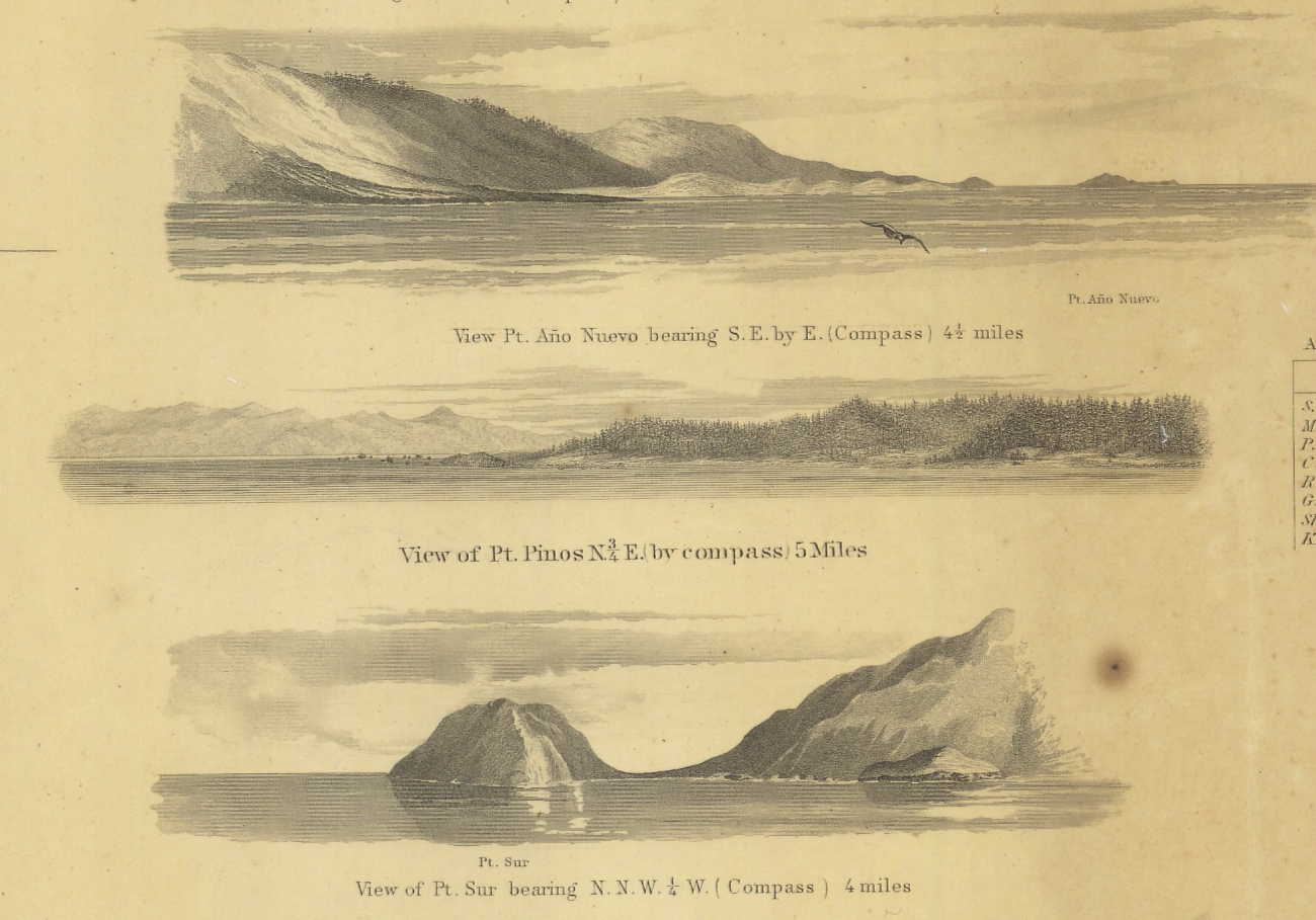 3 views from the chart of Reconnaissance of the Western Coast from SanFrancisco to San Diego
