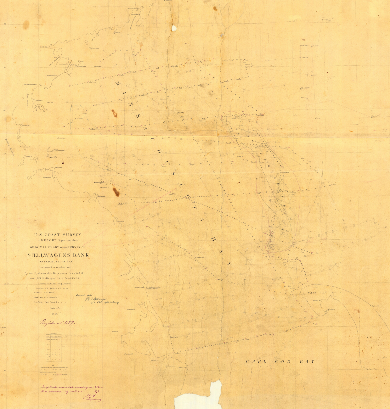 Original hydrographic survey H-457 of Stellwagen's Bank,Massachusetts Bay
