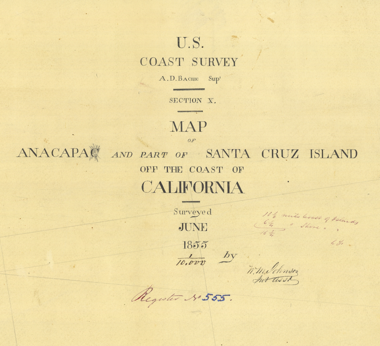 Title block of Anacapa Island, topographic sheet T-555,by W