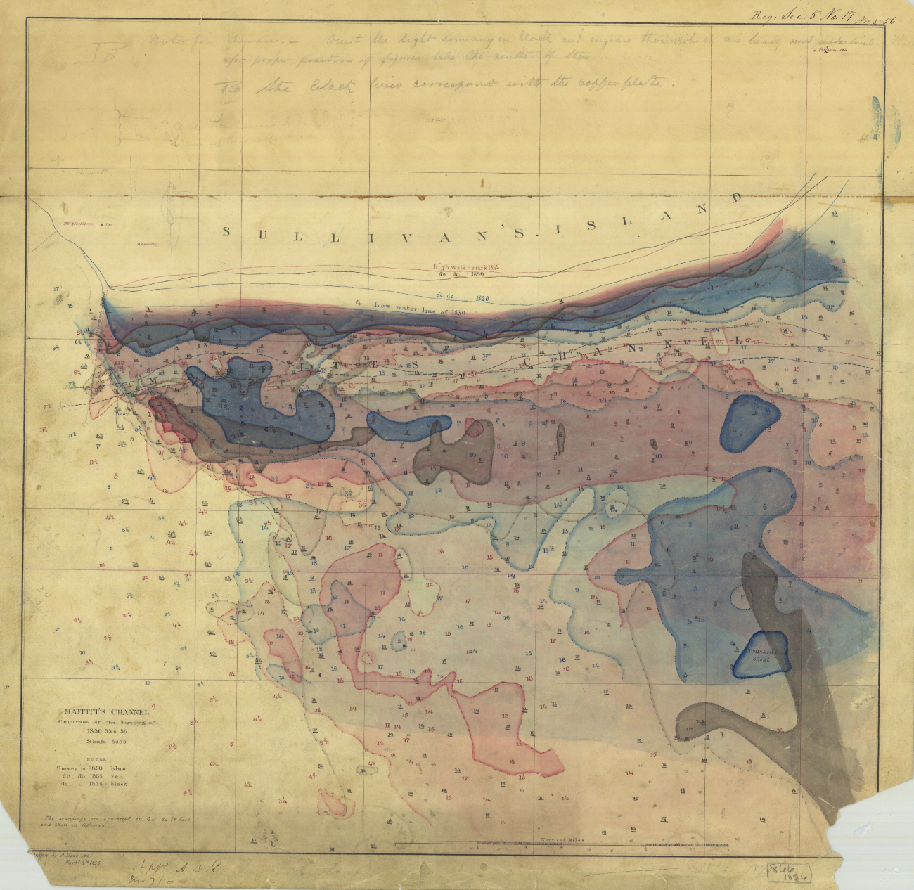 Mapping of changes in Maffitt's Channel, Sullivan's Island, Charleston Harbor