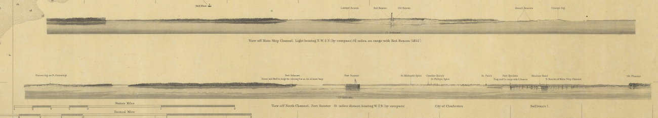 Two views of the entrance to Charleston Harbor including Fort Sumter