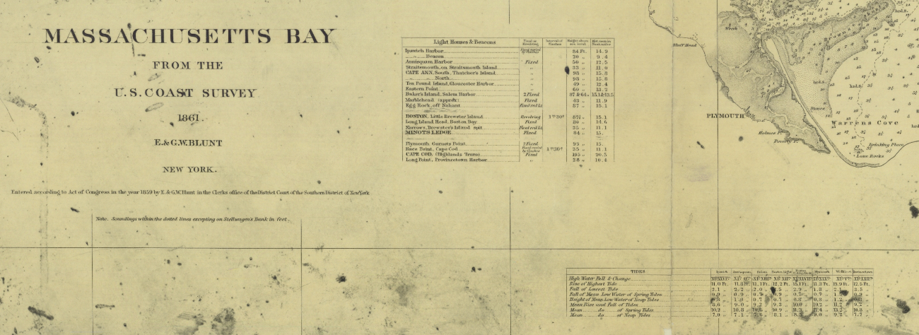 Title block to survey map of Massachusettes Bay