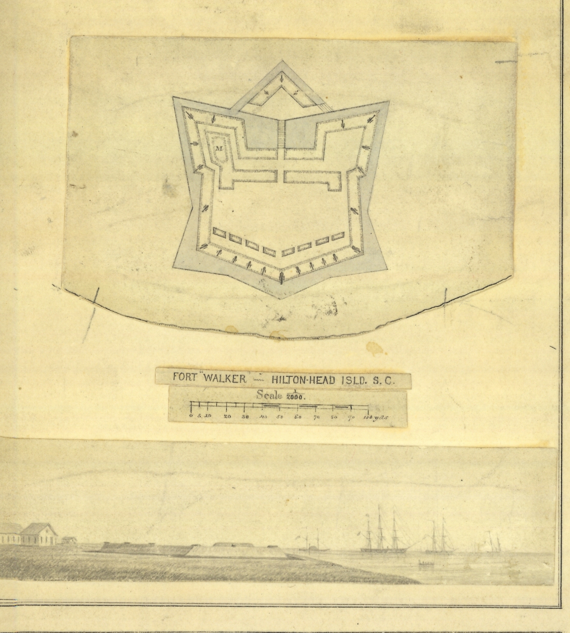View of Fort Walker - Hilton Head Island from cgs05197 Plans and Viewsof Rebel Defences coast of South Carolina