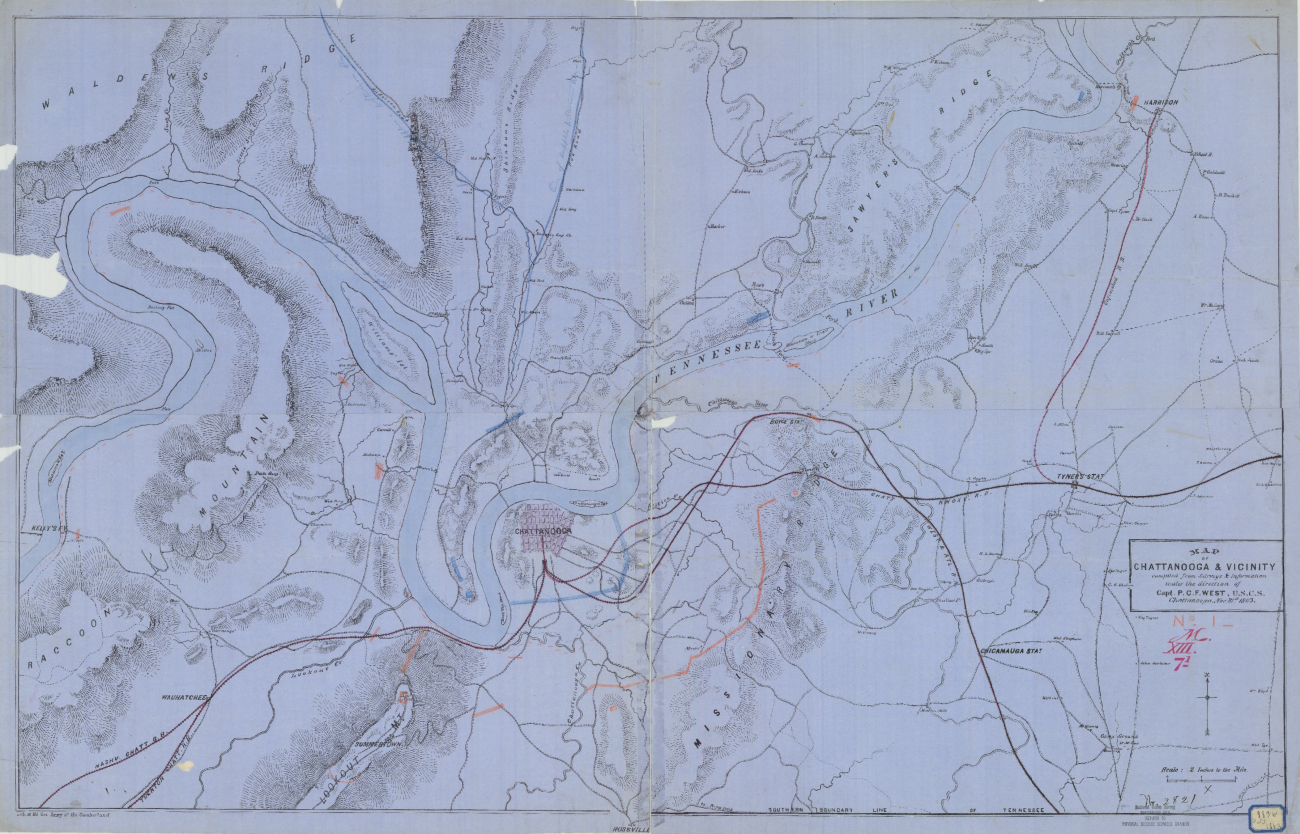 Map of Chattanooga & Vicinity, compiled from Surveys & Information under thedirection of Captain P