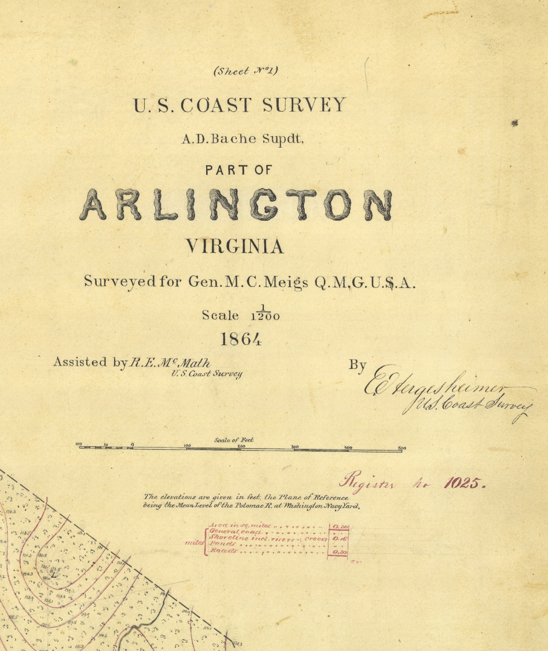 Title block to original survey of grounds of what became Arlington NationalCemetery