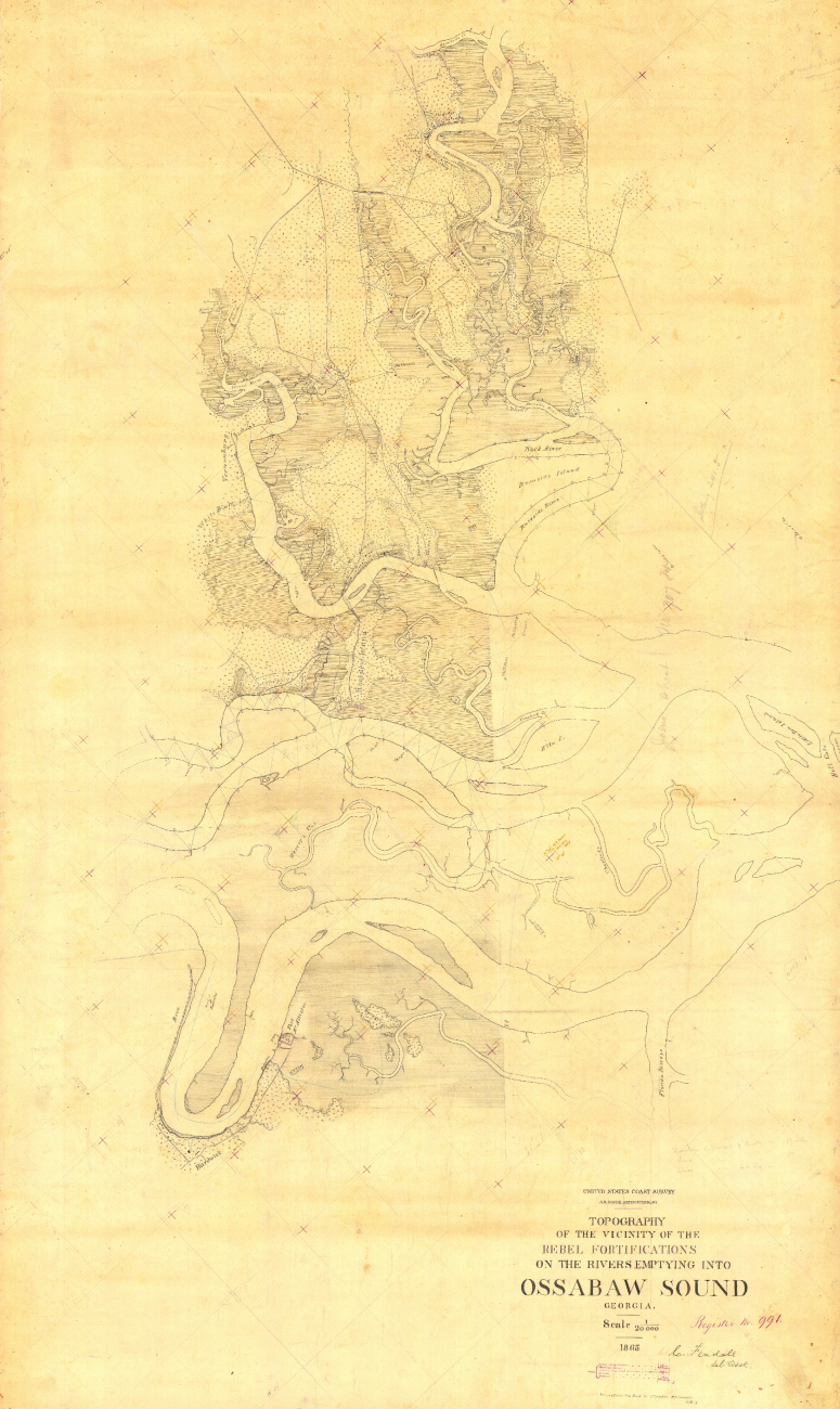Topographic Survey T-991 of The vicinity of the rebel fortifications on therivers emptying into Ossabaw Sound, Georgia