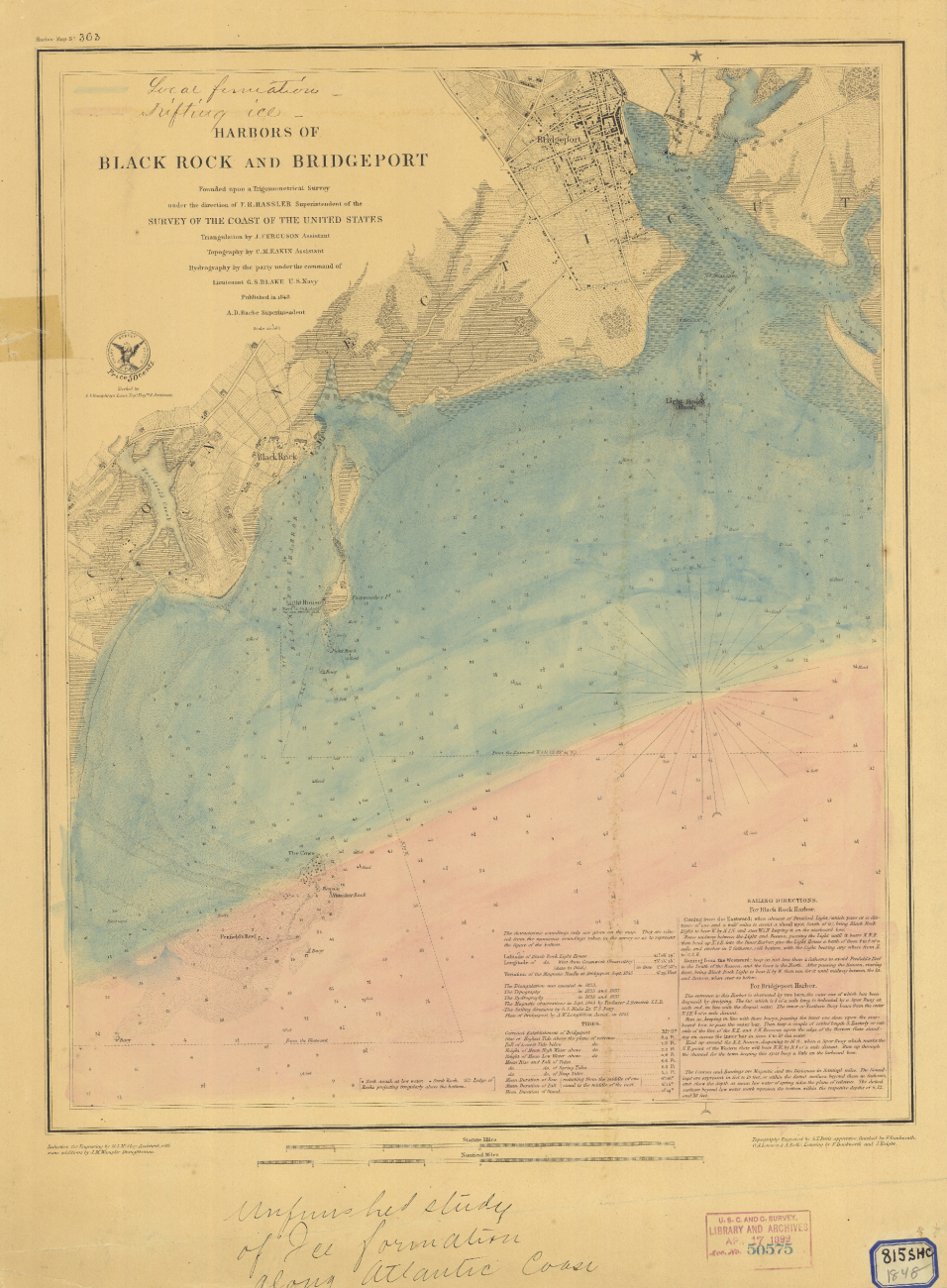 Chart of Harbors of Black Rock and Bridgeport