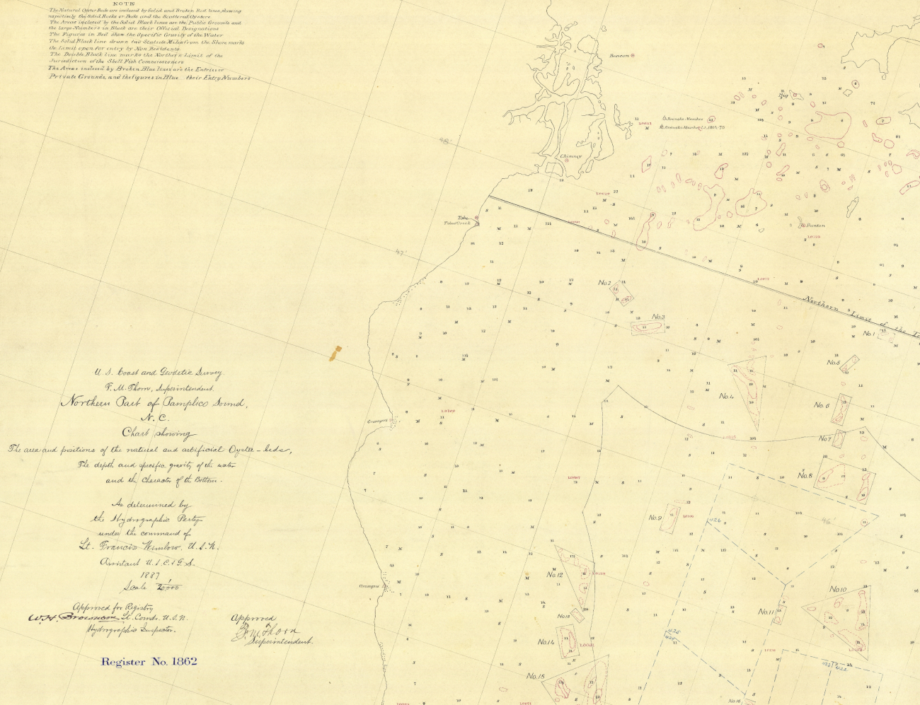 Hydrographic survey H-1862 of Northern Part of Pamlico Sound, N