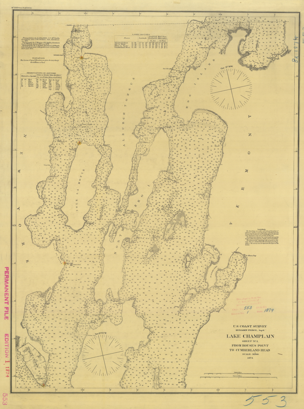 Coast Survey chart of Lake Champlain