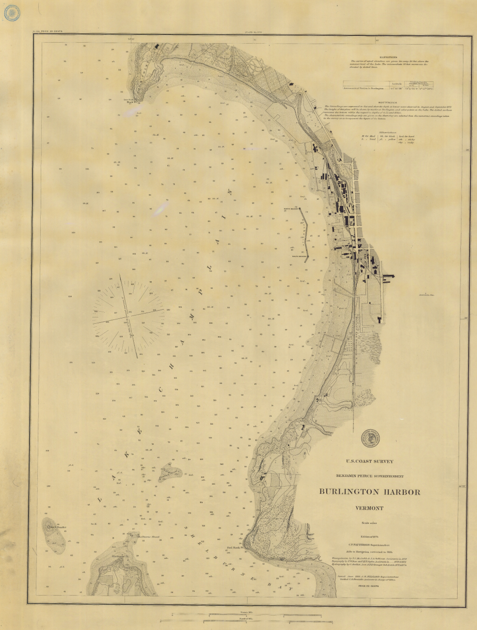 Nautical chart of Burlington Harbor, Vermont, on Lake Champlain