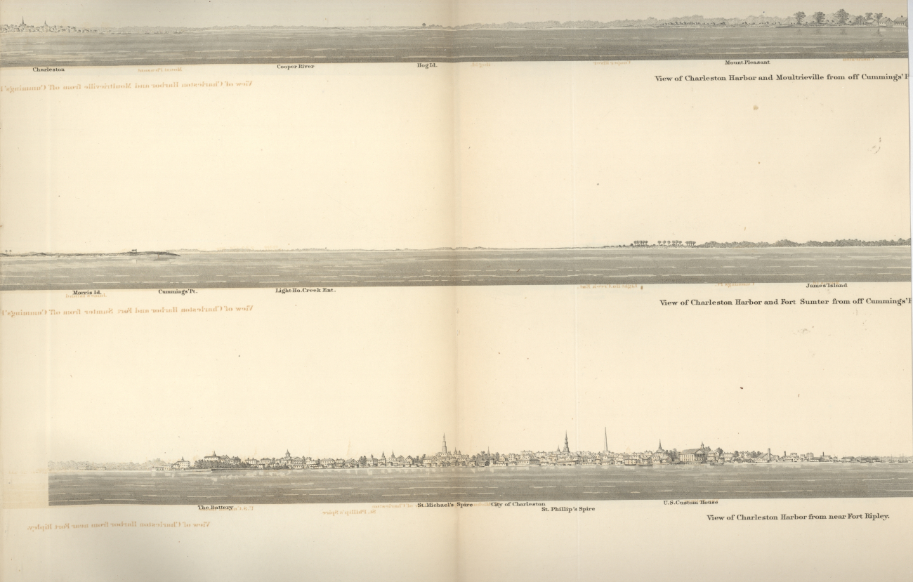 Views of Charleston Harbor including Charleston, Fort Sumter, and Moultrieville