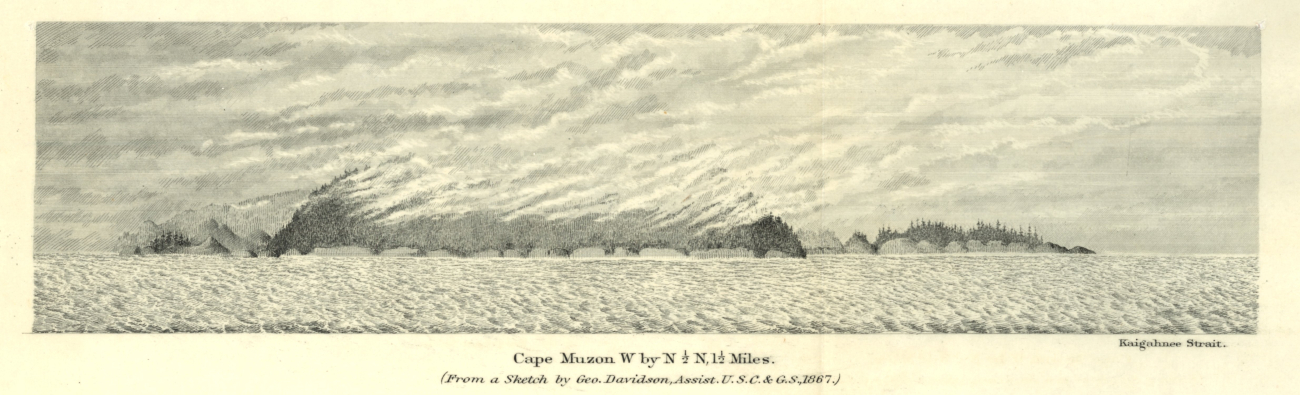 Cape Muzon from a sketch by George Davidson in 1867