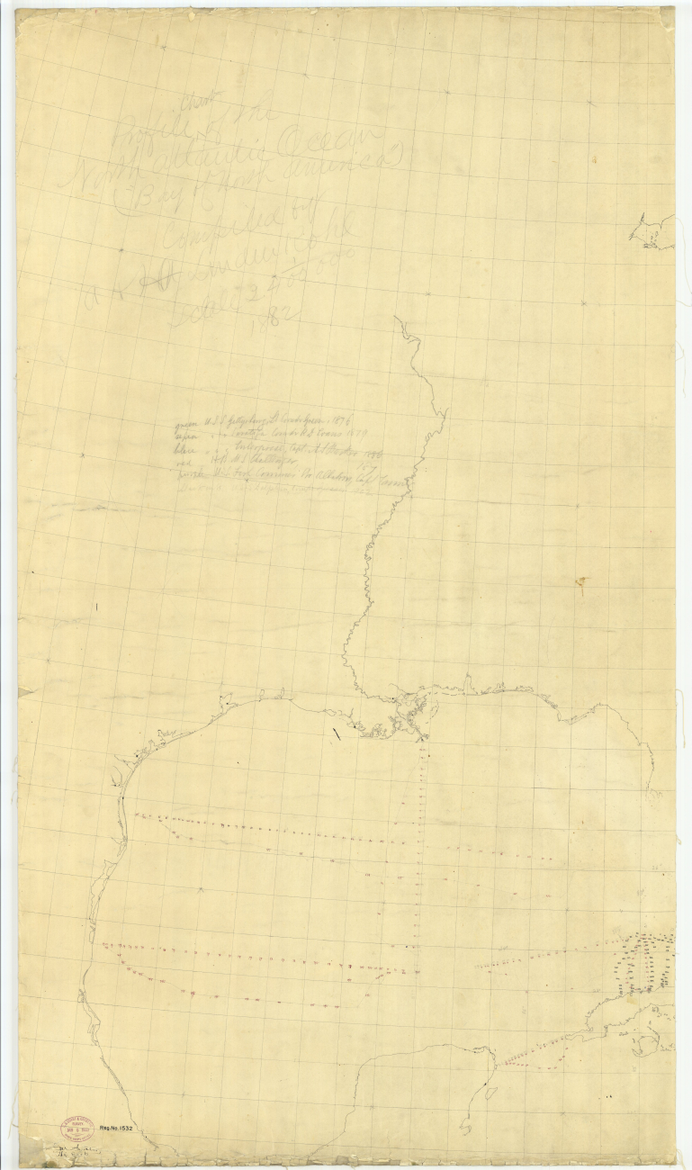 Depth and temperature profiles of the Gulf of Mexico compiled by Adolph andHenry Lindenkohl
