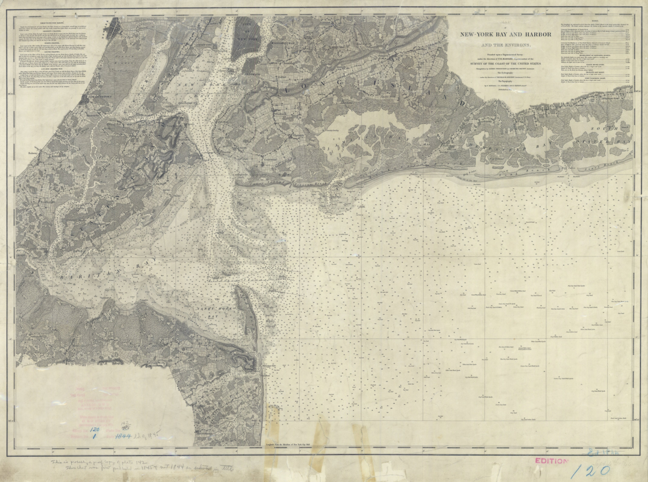 Single sheet printing of chart of New York Bay and Harbor