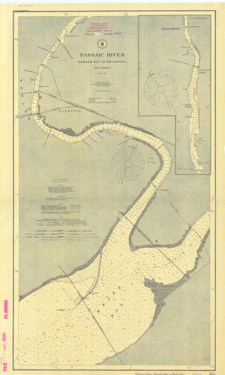 Chart of Passaic River, Newark Bay to Belleville