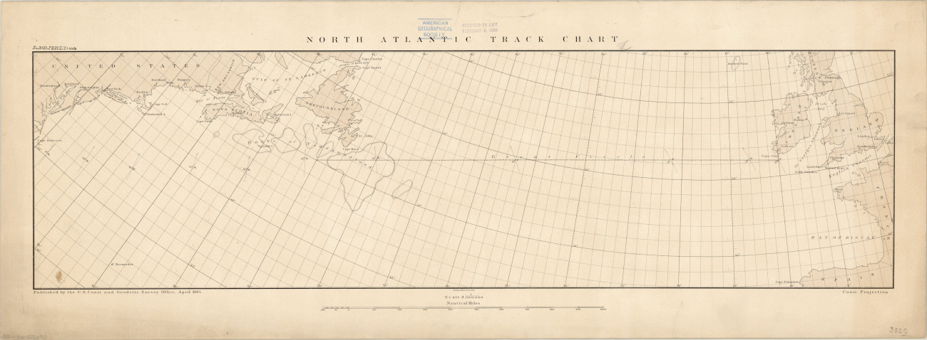 North Atlantic Track Chart on conic projection published by theCoast and Geodetic Survey