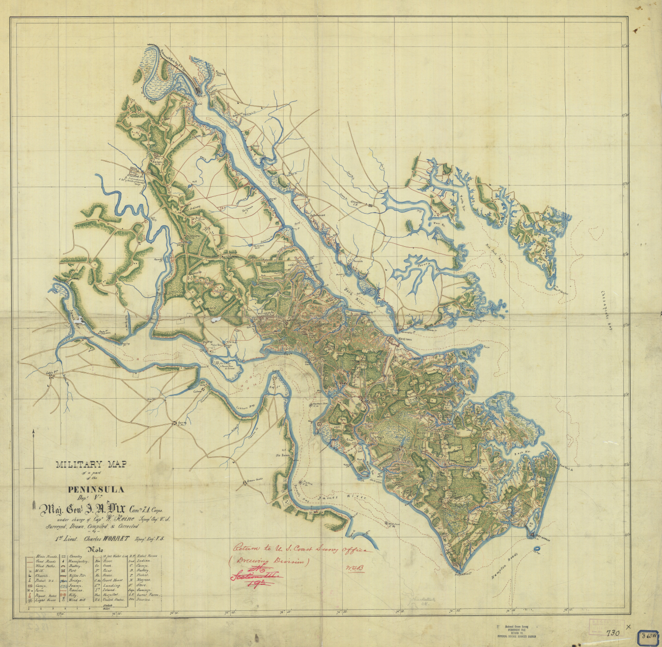 Military Map of the Peninsula Surveyed, Drawn, Compiled, and Corrected by1st Lieut