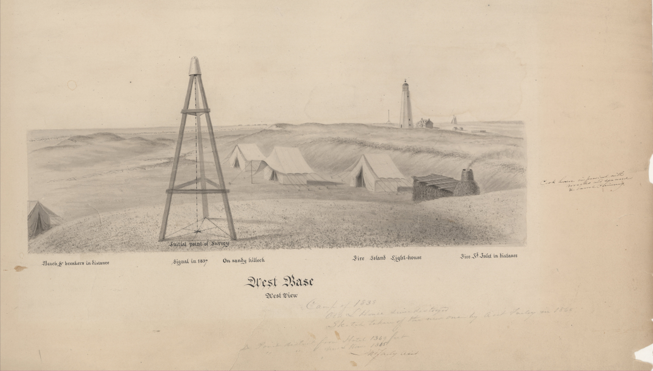 John Farley sketch of West Base of the Great Fire Island Base Line