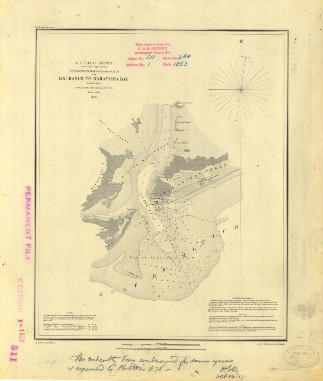 Preliminary Reconnaissance of Entrance to Barataria Bay by F