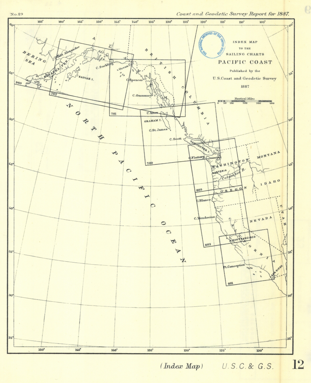 Index Map to the Sailing Charts Pacific CoastPublished by the U