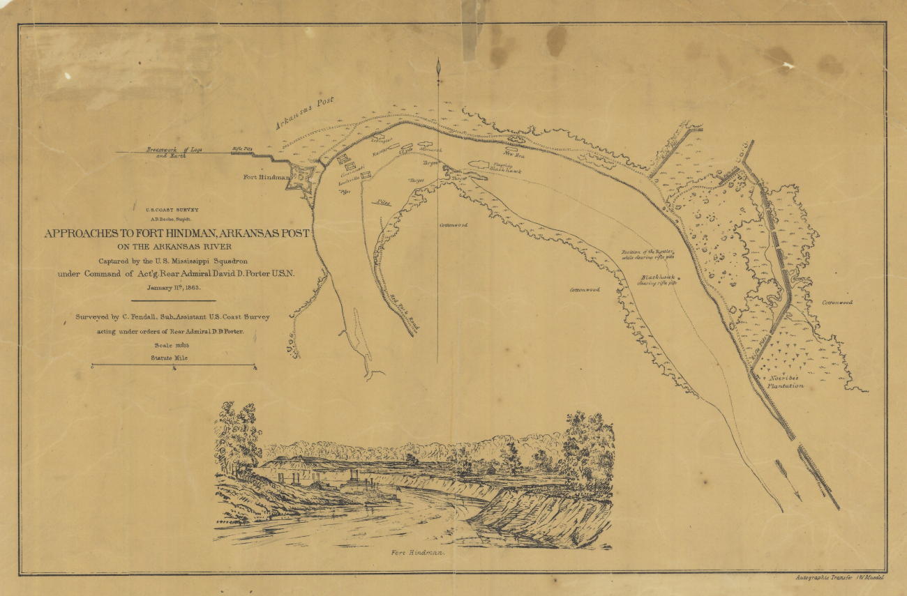 Published view of Approaches to Fort Hindman, Arkansas Post on the ArkansasRiver