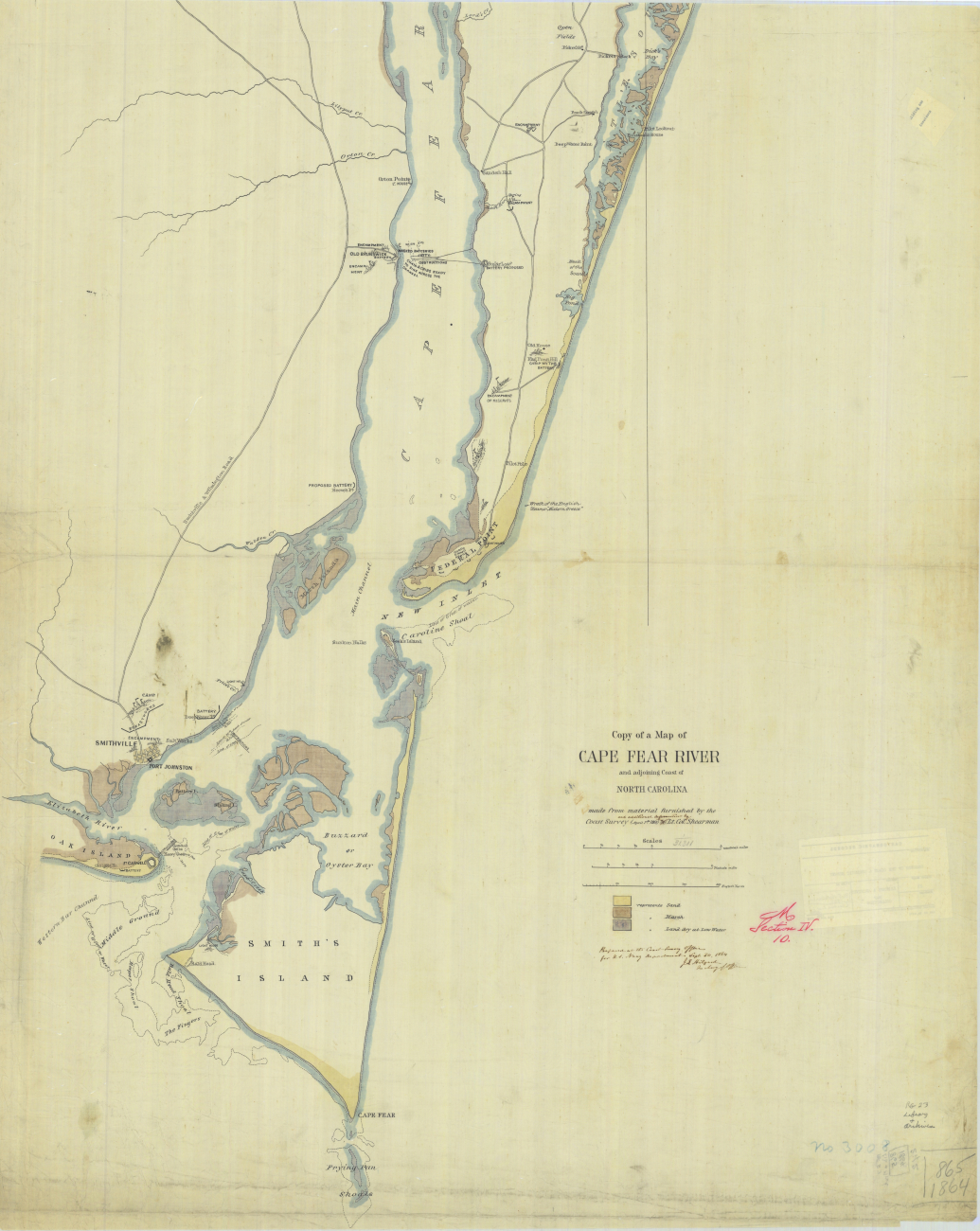 Copy of a map of Cape Fear River and adjoining Coast of North Carolina made frommaterial furnished by the U