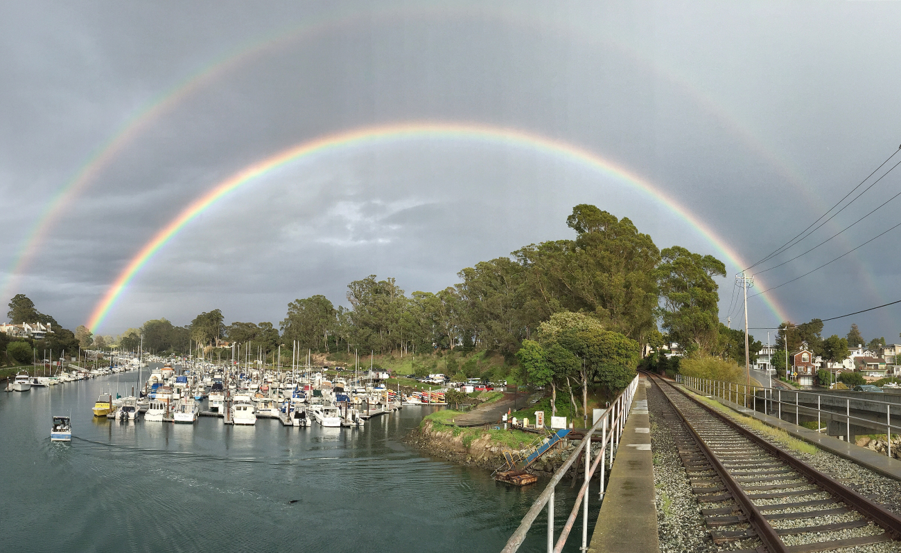 Full Double Rainbow over the Santa Cruz Harbor