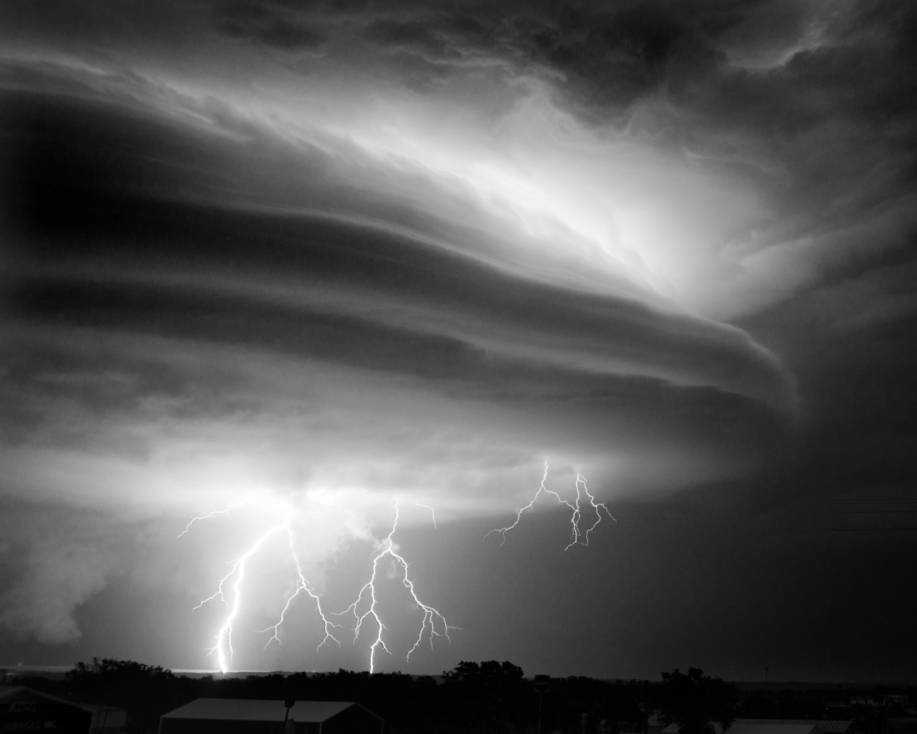 Lightning strikes during a severe storm near Canadian, Texas