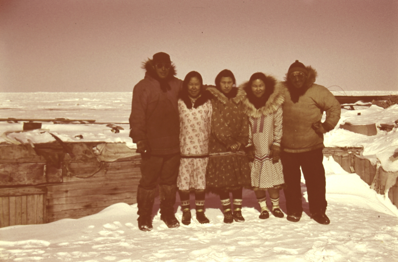 A group of Eskimos at Brownlow Point across from Flaxman Island