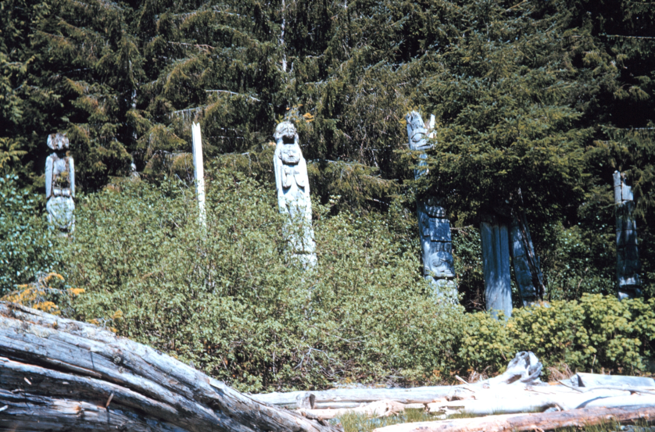 The totem poles at Old KasaanSurvey crew off the PATHFINDER