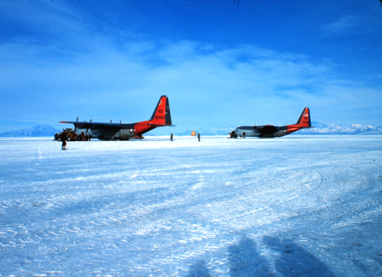 Ski-equipped C-130's ready for a trip to the South Pole