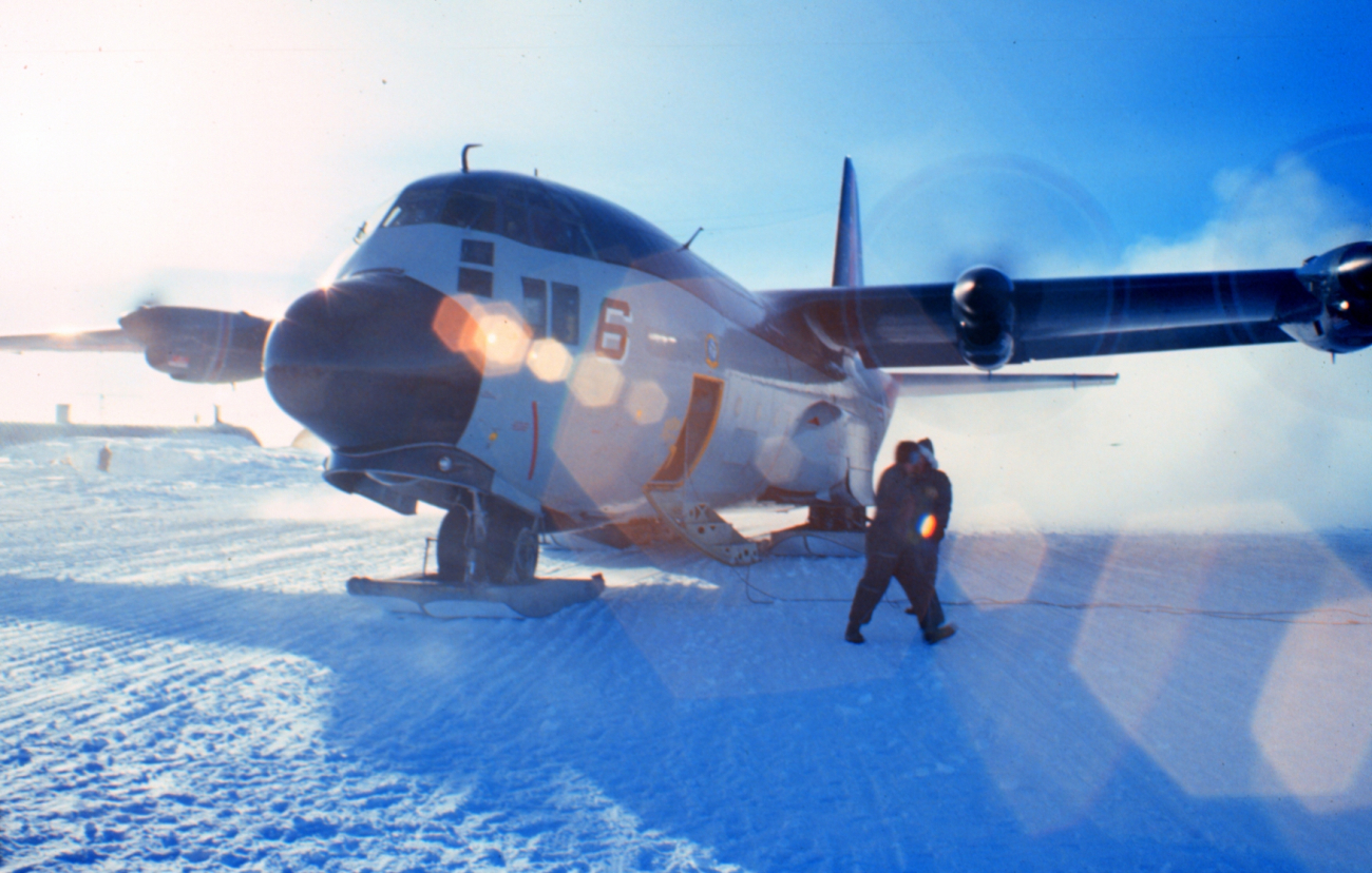 C-130 on the ground at South Pole Station