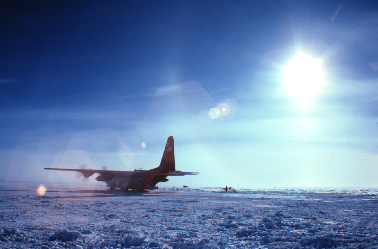 The C-130 preparing to head back to McMurdo