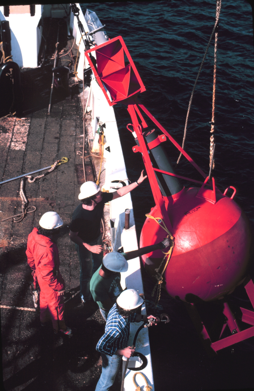 Retrieving a buoy on the ALBATROSS IVBuoy used for warm core ring study