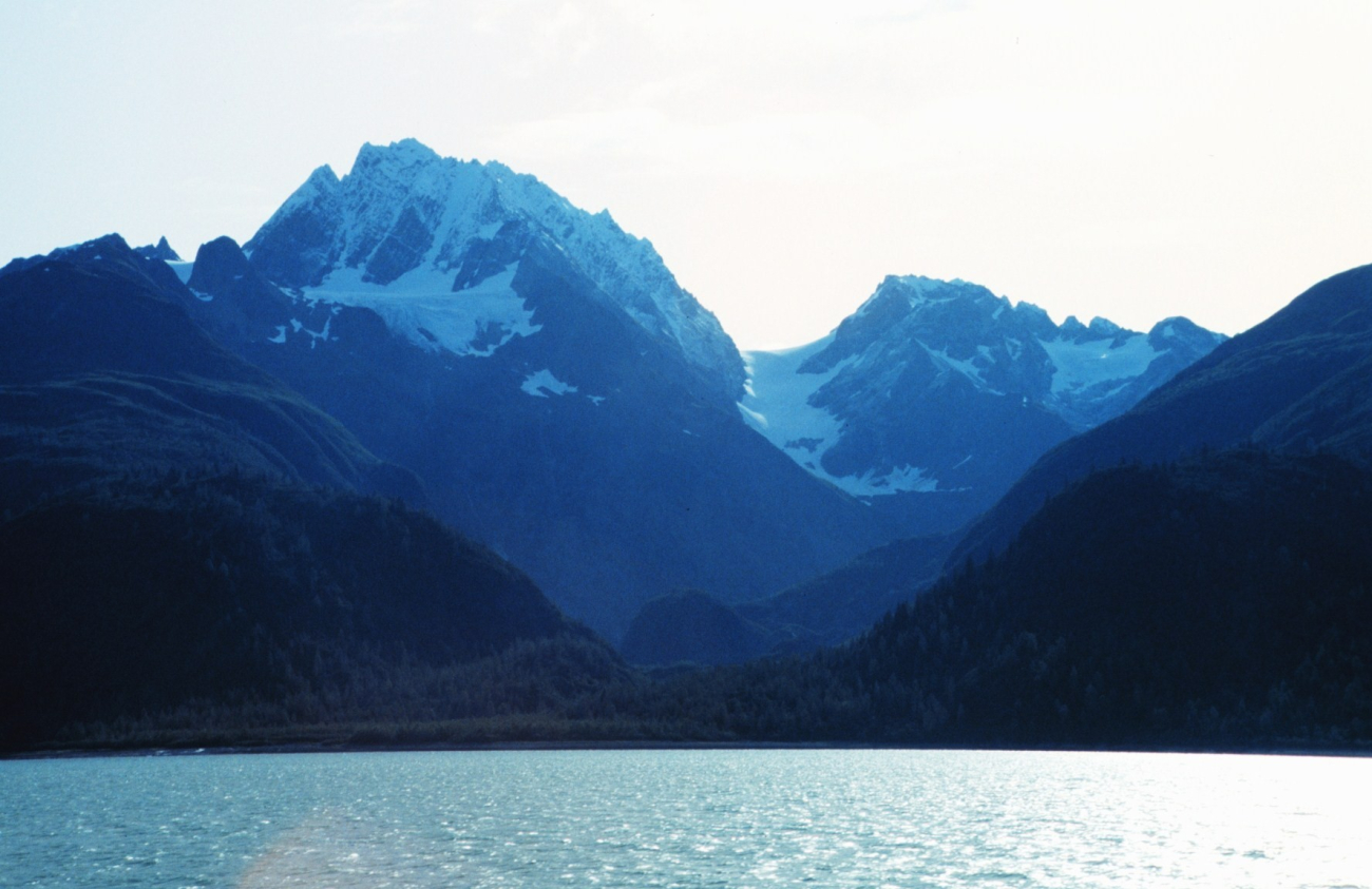 Rugged Alaska shoreline and mountains