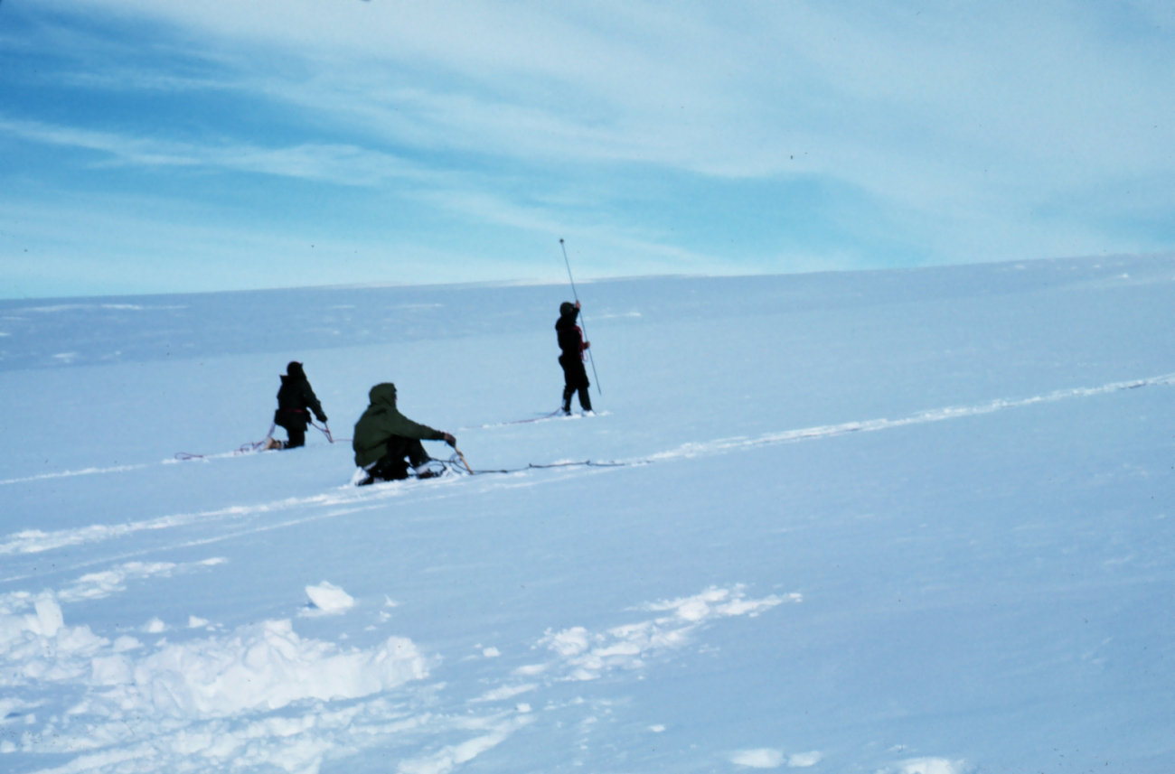 Probing for crevasses on Skelton Glacier - progress sometimes only a mile/day