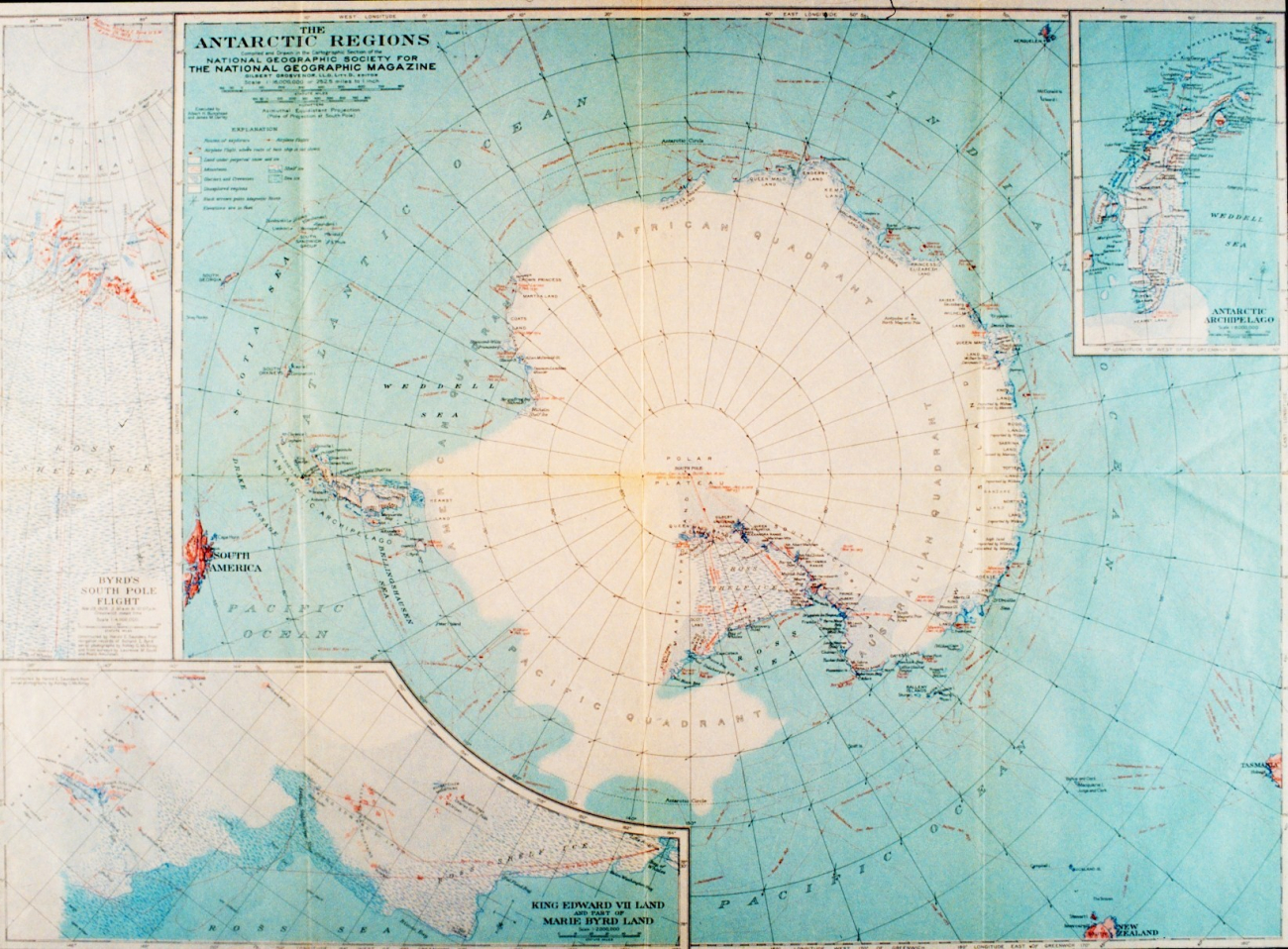 Map of Antarctica - early Twentieth Century map from the National GeographicSociety