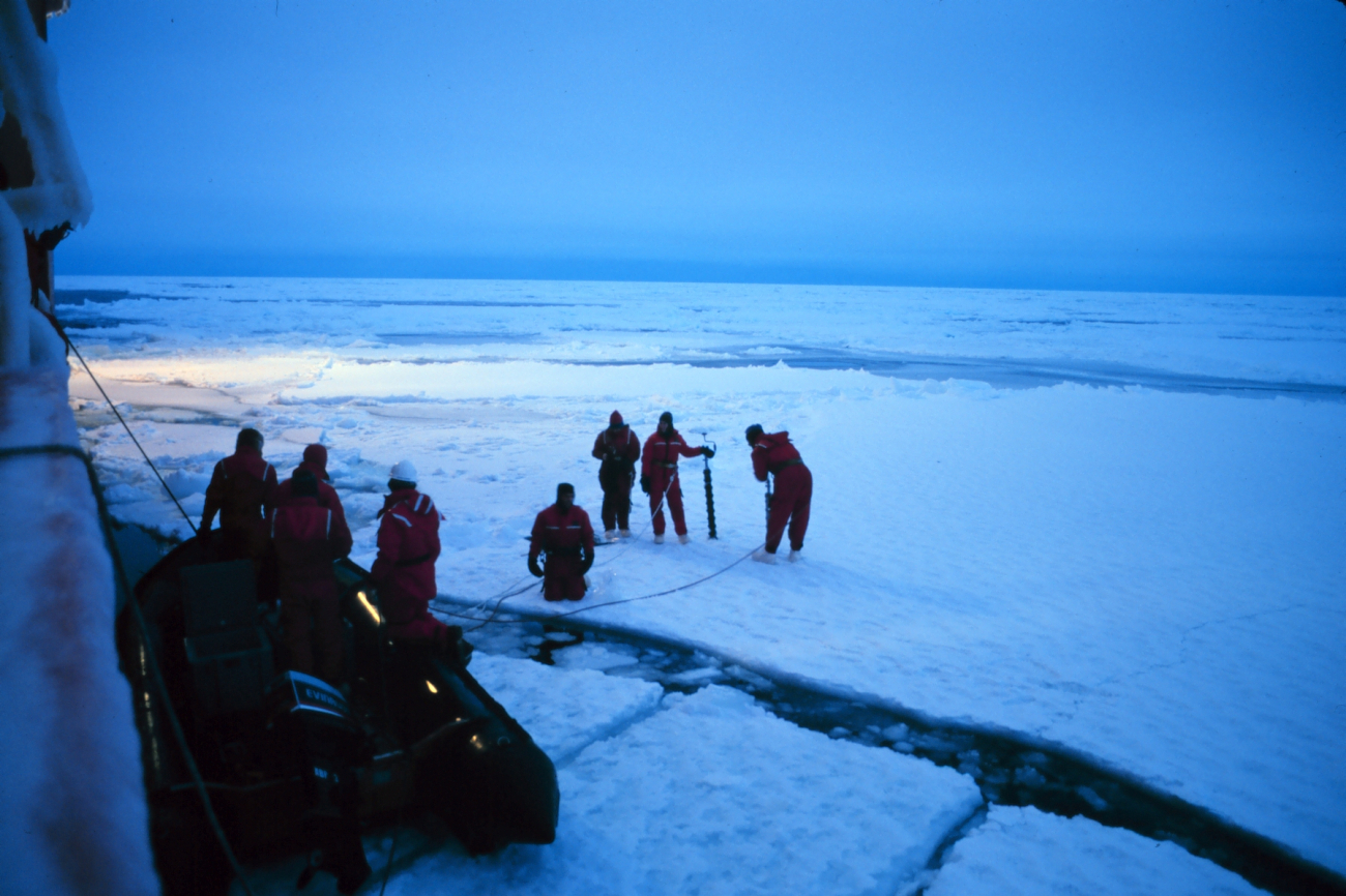 Collecting ice cores to collect biological samples