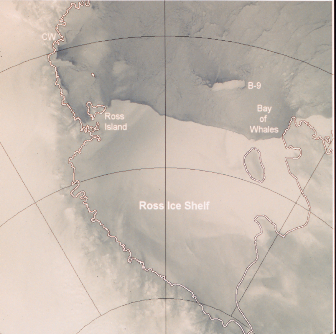 Advanced Very High Resolution Radiometer image of Ross Ice Shelf