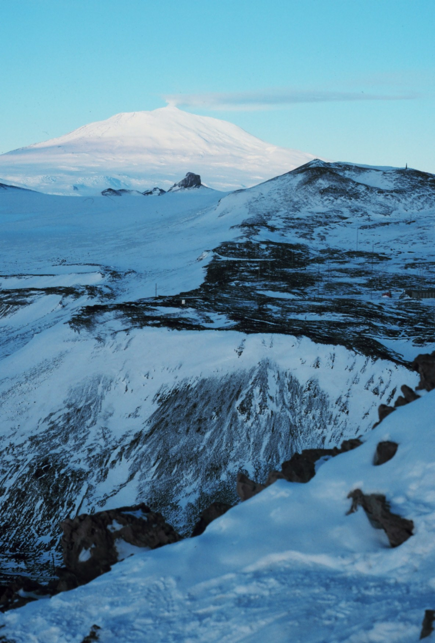 Mount Erebus in the distance from the top of Observation Hill
