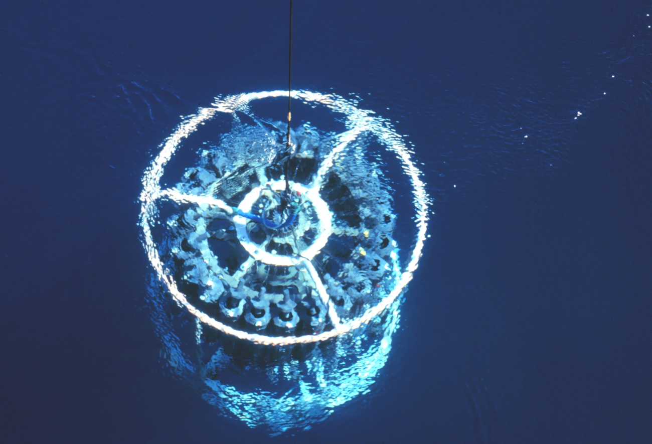 CTD rosette visible in crystal clear waters
