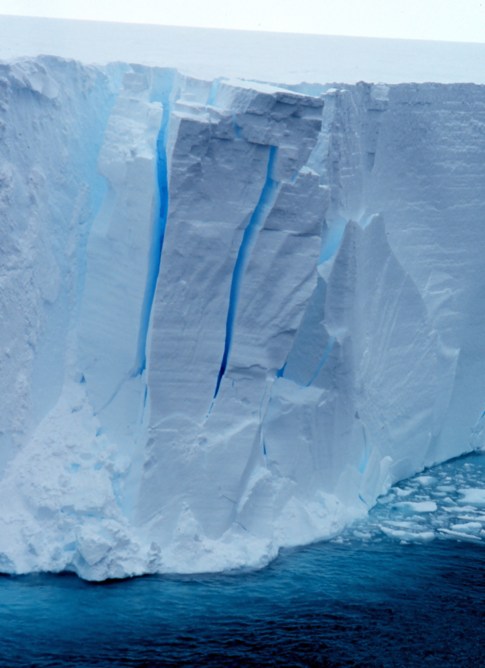 The seaward edge of the floating Ross Ice Shelf