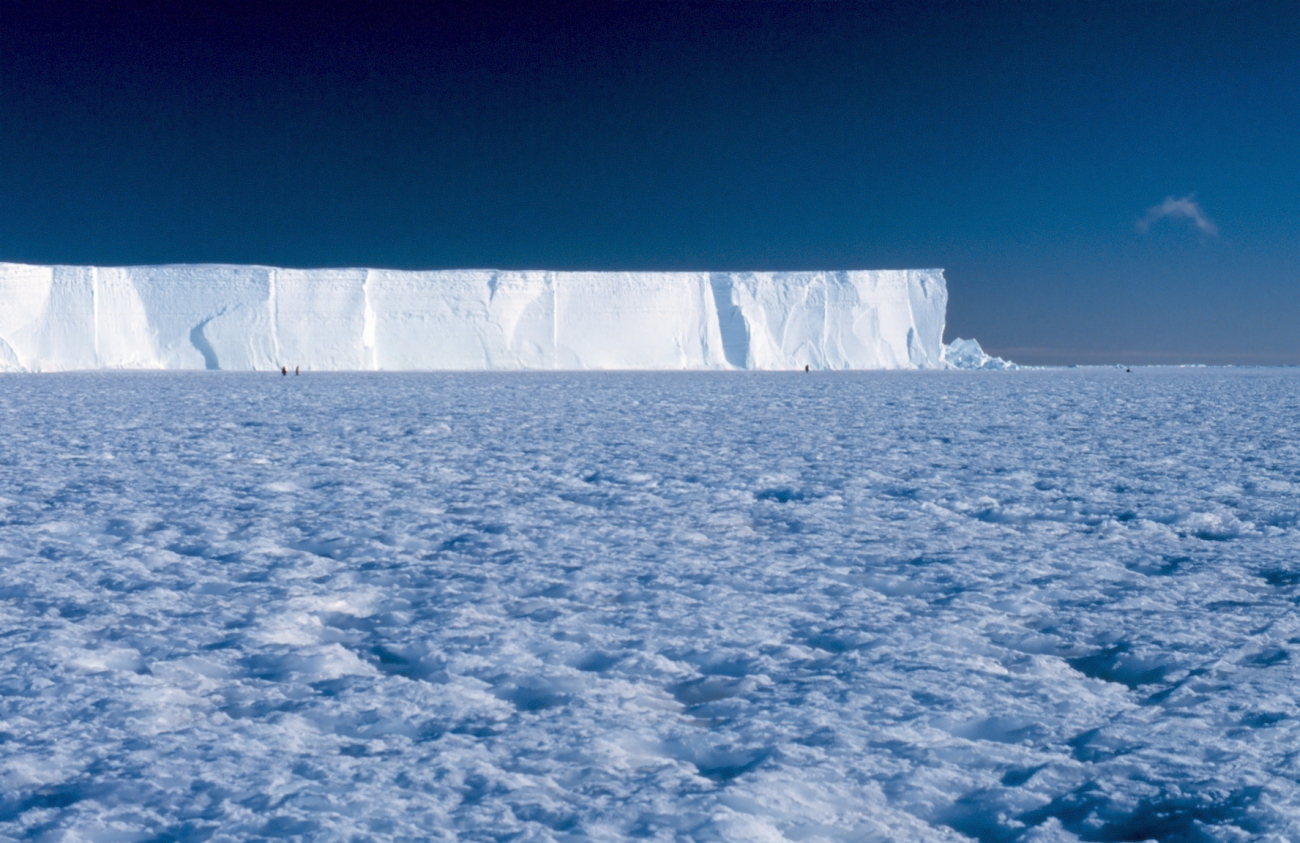 Grounded tabular iceberg at Cape Washington in the Ross Sea